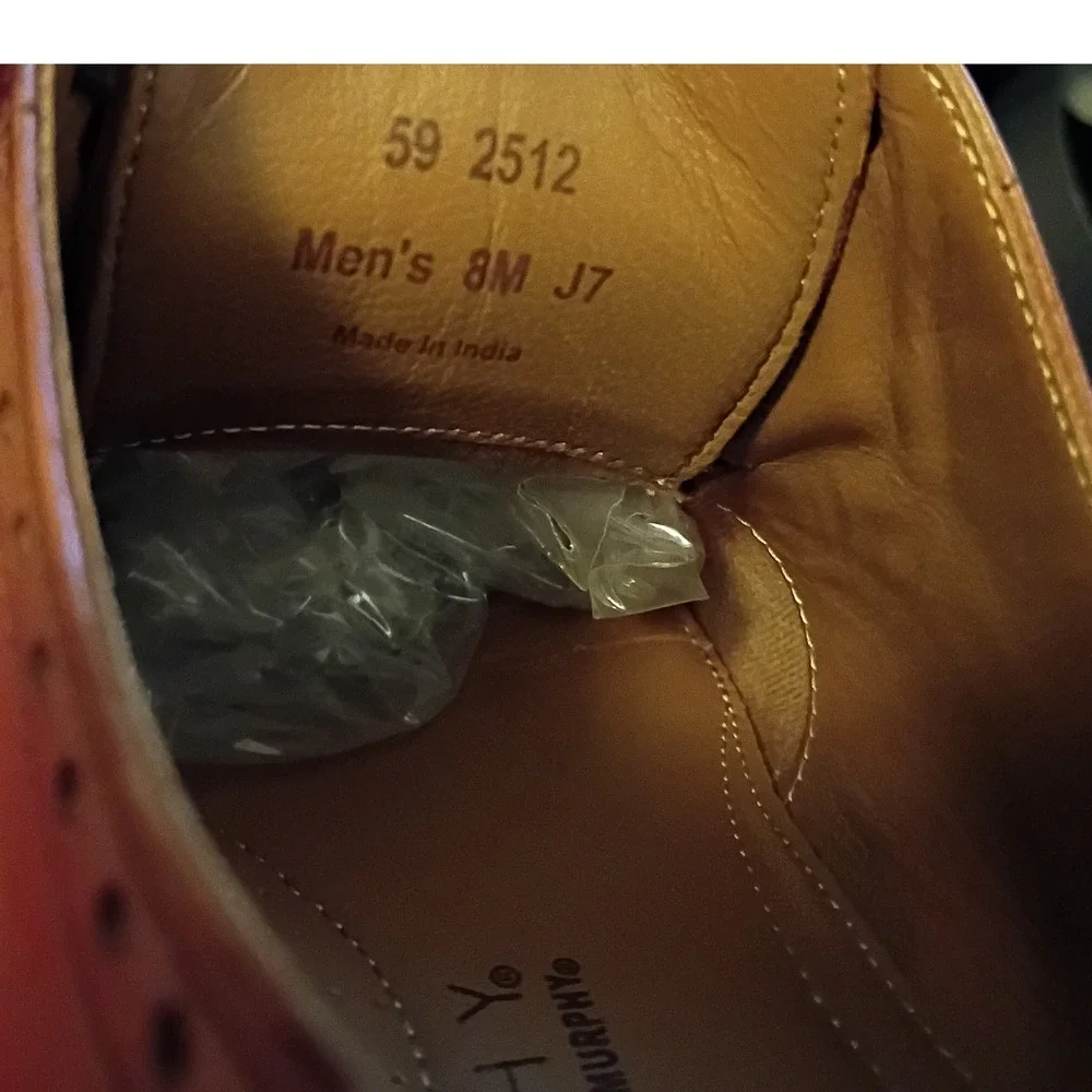 J.‎ Murphy Dress Shoes Mens 8M Brown Leather Cap Toe Perforated Brogue Oxfords